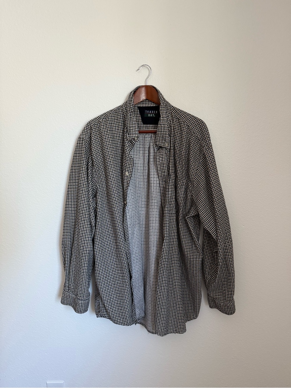 Men’s Trader Bay Brown and Black Gingham Shirt with Contrast Label
